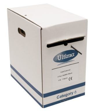 ULTIMA CAT6 U/UTP DATA CABLE PE EXTERNAL BLACK 305M BOX