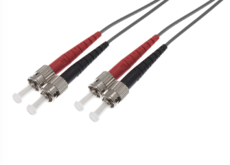 1M ST-ST 62.5-125UM DUPLEX FIBRE OPTIC PATCH LEADS, GREY