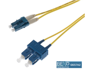 10M LC-SC SINGLEMODE OS2 DUPLEX FIBRE OPTIC PATCH LEADS, YELLOW