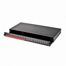 1U 19" ST FRONT SLIDING PATCH PANEL LOADED WITH 12 ST MULTIMODE ADAPTORS - BLACK