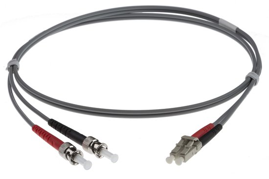 2M LC-ST 62.5-125UM DUPLEX FIBRE OPTIC PATCH LEADS, GREY