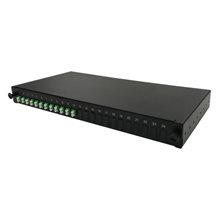 1U 19" LC/APC FRONT SLIDING PATCH PANEL LOADED WITH 12 LC/APC SINGLEMODE ADAPTORS - BLACK