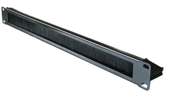 1U BRUSH STRIP PANEL BLACK