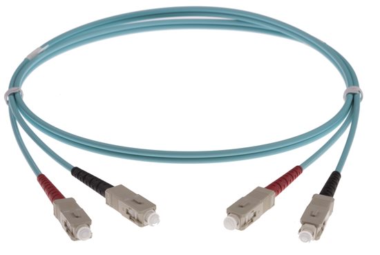 SC-SC DUPLEX FIBRE OPTIC PATCH LEADS 1M OM3 Aqua