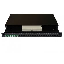 1U 19" LC/APC FRONT SLIDING PATCH PANEL LOADED WITH 4 LC/APC SINGLEMODE ADAPTORS - BLACK