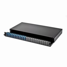 1U 19 SC FRONT SLIDING PATCH PANEL LOADED WITH 24 SC DUPLEX MULTIMODE ADAPTORS - BLACK"