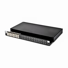 1U 19" SC FRONT SLIDING PATCH PANEL LOADED WITH 8 SC DUPLEX MULTIMODE ADAPTORS - BLACK"