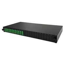 1U 19" SC/APC FRONT SLIDING PATCH PANEL LOADED WITH 12 SC/APC SINGLEMODE ADAPTORS - BLACK