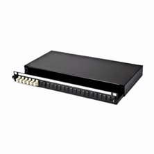 1U 19" LC FRONT SLIDING PATCH PANEL LOADED WITH 6 LC DUPLEX MULTIMODE ADAPTORS - BLACK