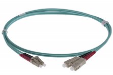 LC-SC DUPLEX FIBRE OPTIC PATCH LEADS 1M OM3 Aqua