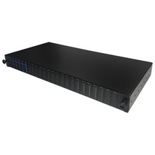 1U 19" SC DUPLEX FRONT SLIDING PATCH PANEL LOADED WITH 6 SC DUPLEX SINGLEMODE ADAPTORS - BLACK"