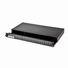 1U 19" LC FRONT SLIDING PATCH PANEL LOADED WITH 4 LC DUPLEX MULTIMODE ADAPTORS - BLACK"