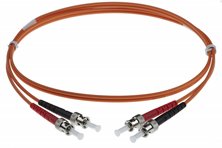 1M ST-ST 50-125UM DUPLEX FIBRE OPTIC PATCH LEADS, ORANGE