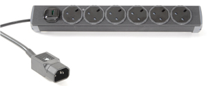 6 WAY UNIVERSAL PDU WITH UK SOCKETS AND IEC C14 PLUG