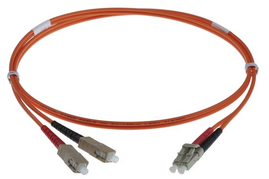 1M LC-SC 50-125UM DUPLEX FIBRE OPTIC PATCH LEADS, ORANGE