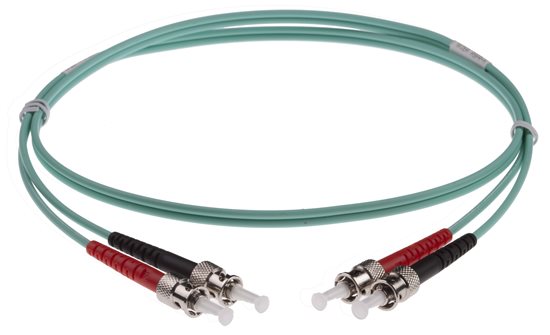 ST-ST DUPLEX FIBRE OPTIC PATCH LEADS 1M OM3 Aqua