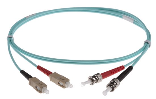 SC-ST DUPLEX FIBRE OPTIC PATCH LEADS 20M OM3 Aqua