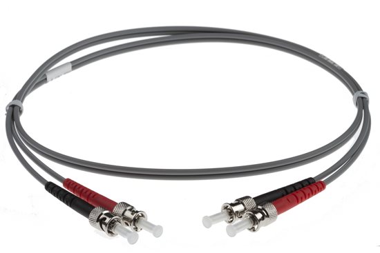 2M ST-ST 62.5-125UM DUPLEX FIBRE OPTIC PATCH LEADS, GREY